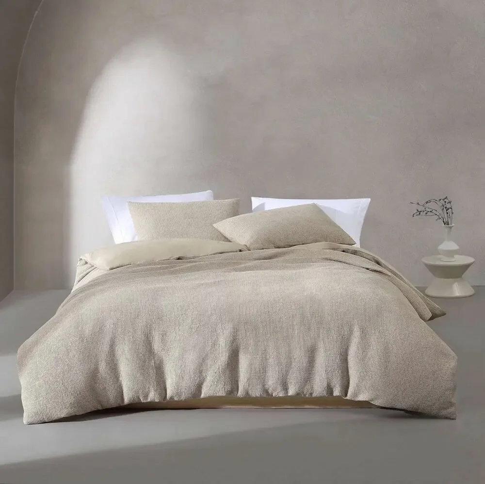 Calvin Klein 3-piece Queen Microwaffle Beige Duvet Cover set modern Cp. @160